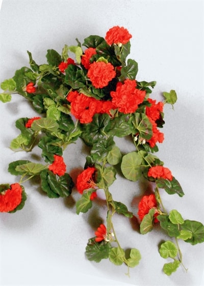 Silkeplanter kunstig Pelargonie hængeplante hvid L65 cm