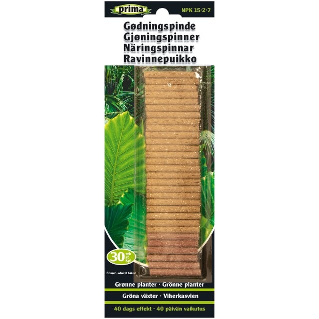 Prima gødningspinde grønne planter 30 stk.