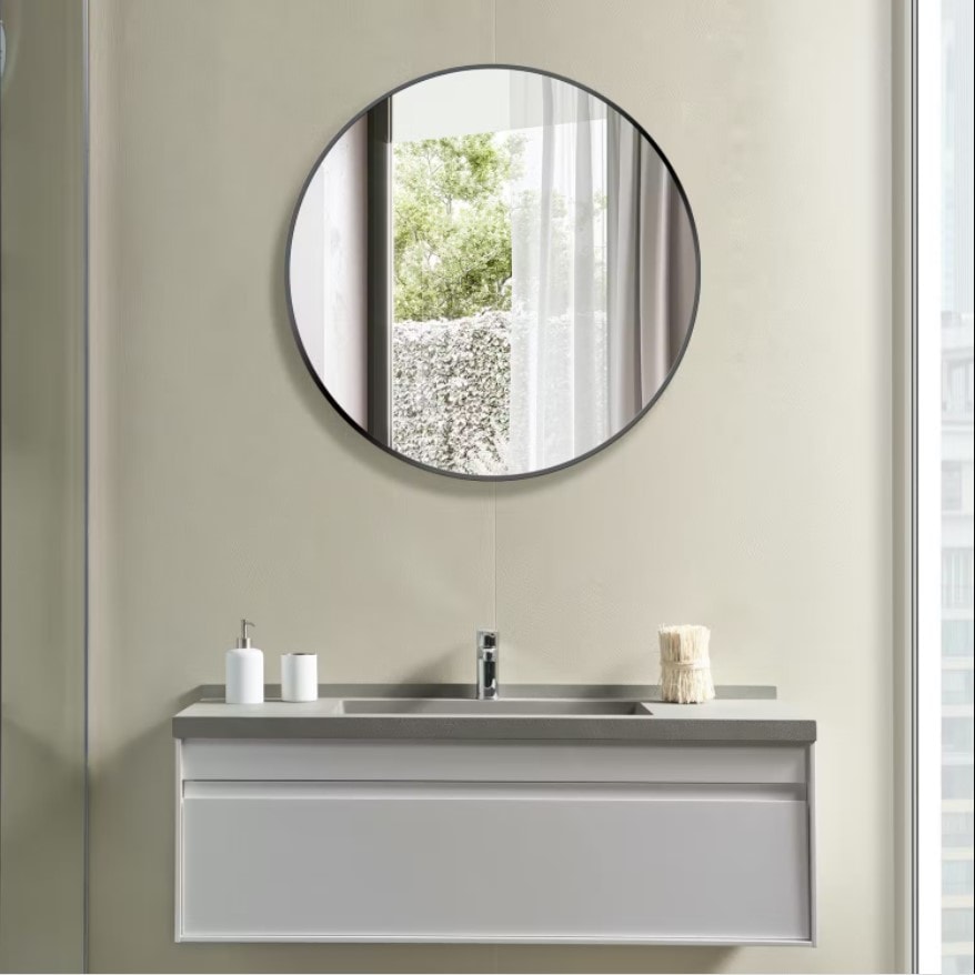 Bathlife Glam spejl med sort ramme Ø1200 mm