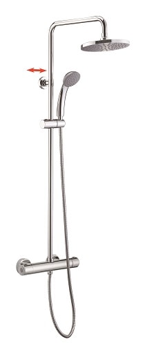 Geyser brusesystem i krom med hoved, håndbruser og termostat