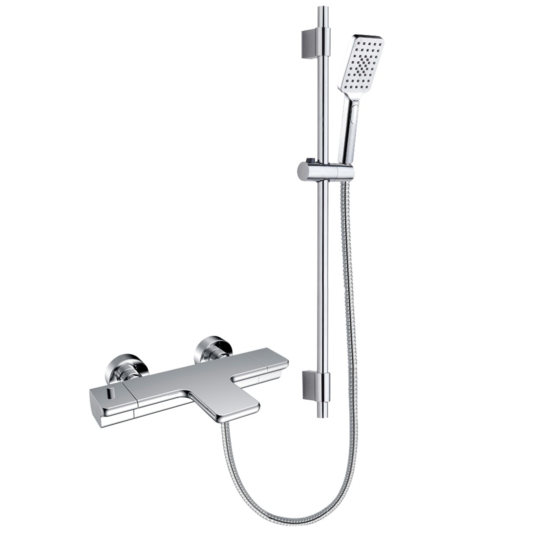 Bathlife Skur brusesæt i sort med Stimma badekarstermostat