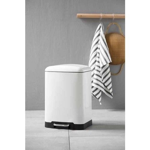 Steel-Function Rimini firkantet pedalspand i hvid 12 liter