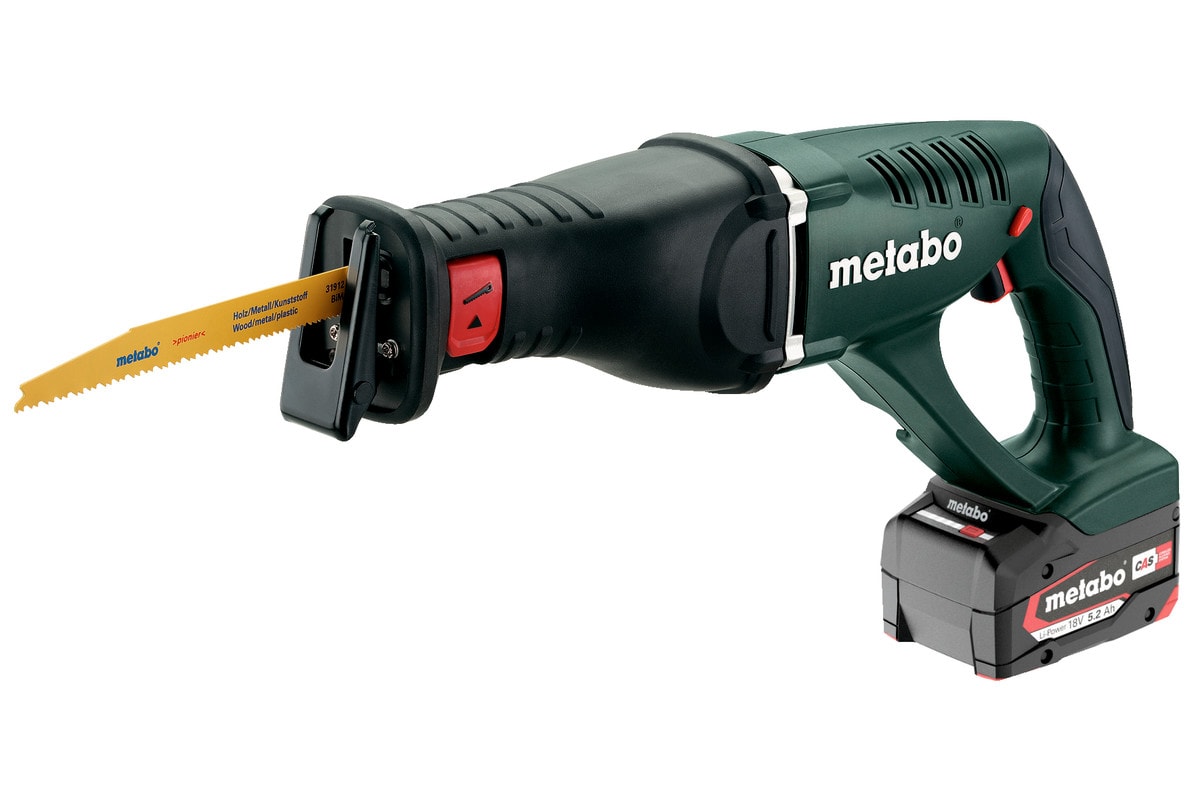 Metabo tigersav ASE 18 LTX med 2x5,2Ah batterier og lader