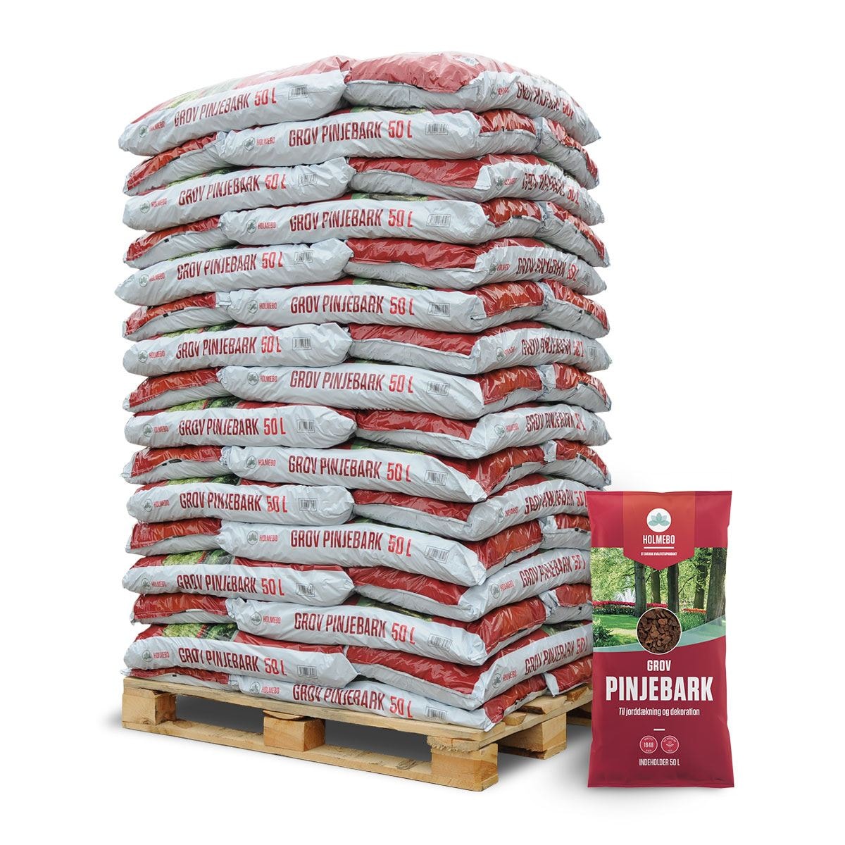 Holmebo grov pinjebark 25-40 mm 48 x 50 liter