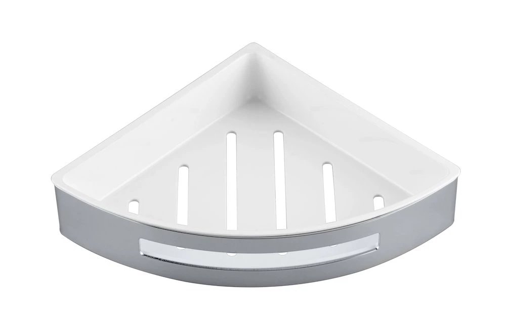 Kriss Athena hjørnekurv i poleret rustfri med hvid plastindsats 238 mm