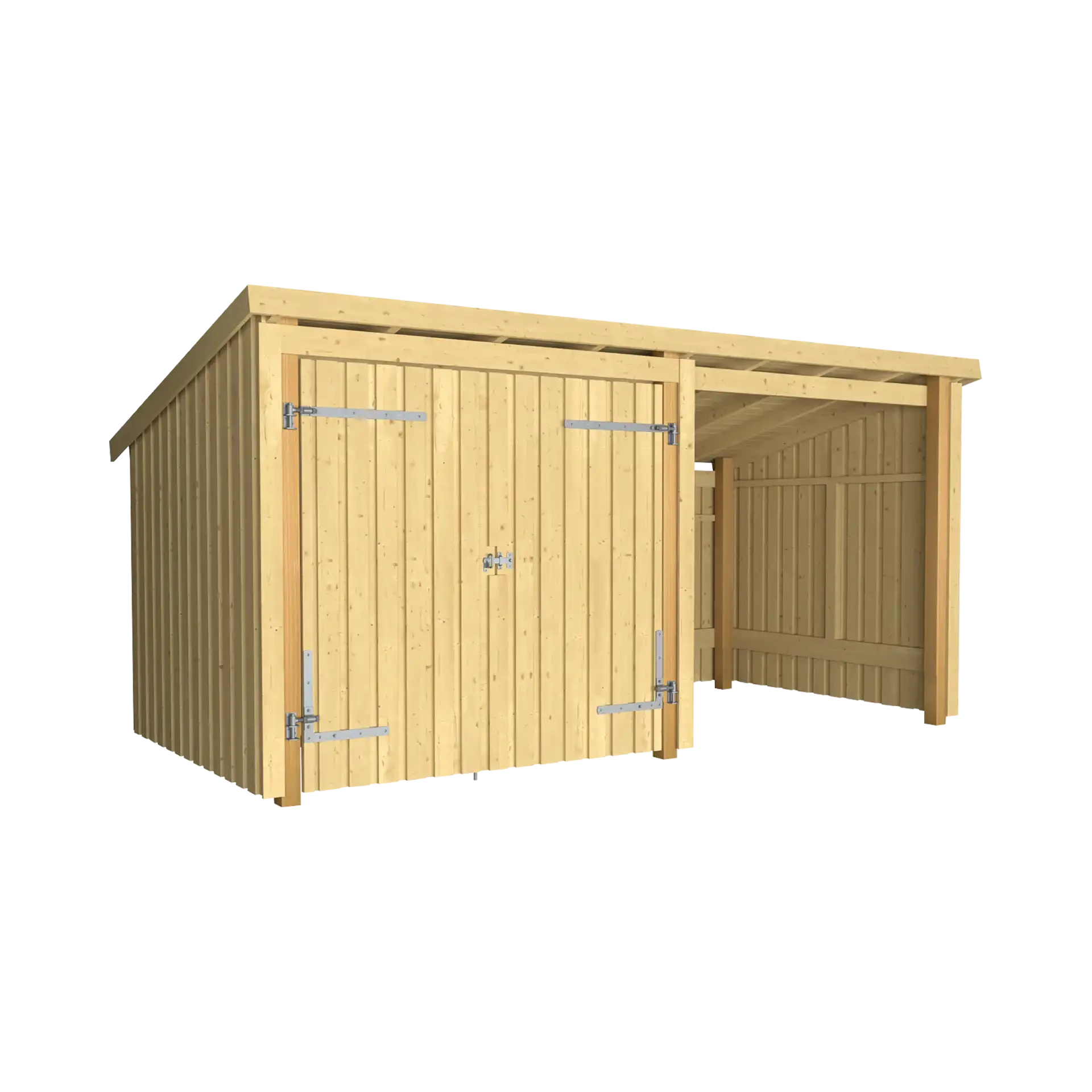 Plus Nordic Multi havehus i ubehandlet træ åben med dobbeltdør