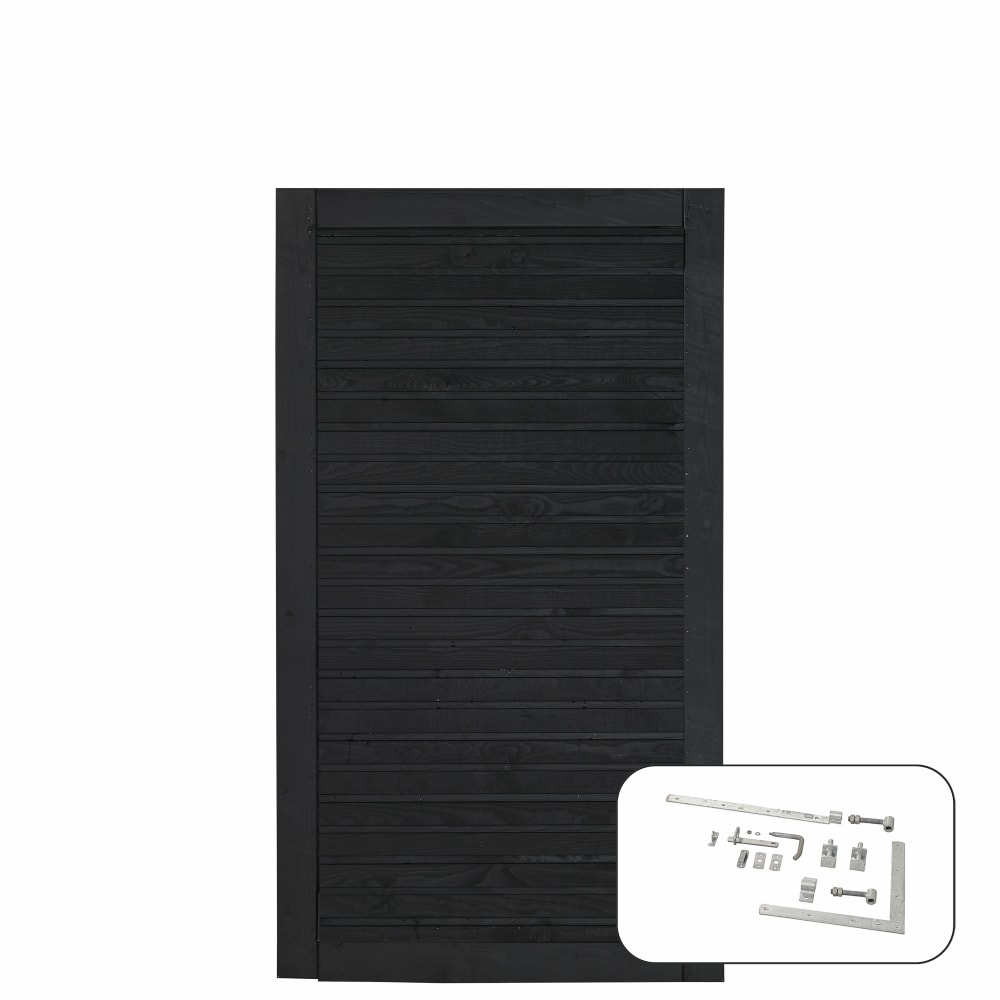 Plus Plank enkeltlåge i grundmalet sort PEFC RAL 9005 vendbar inkl. beslag 100 x 125 cm