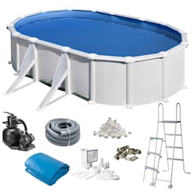 Swim & Fun Basic pool oval 610 x 375 x 132 cm i klar hvid 23.281 liter