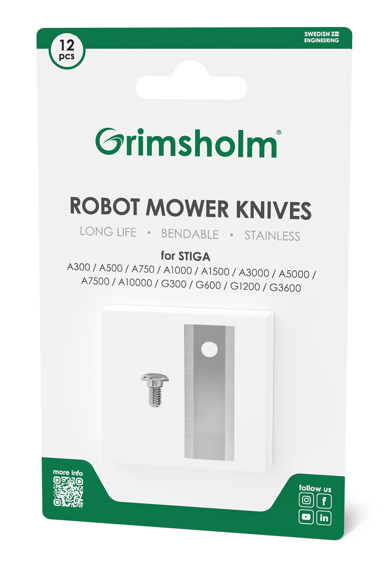 Grimsholm Knives for Stiga A & B, 12 pcs