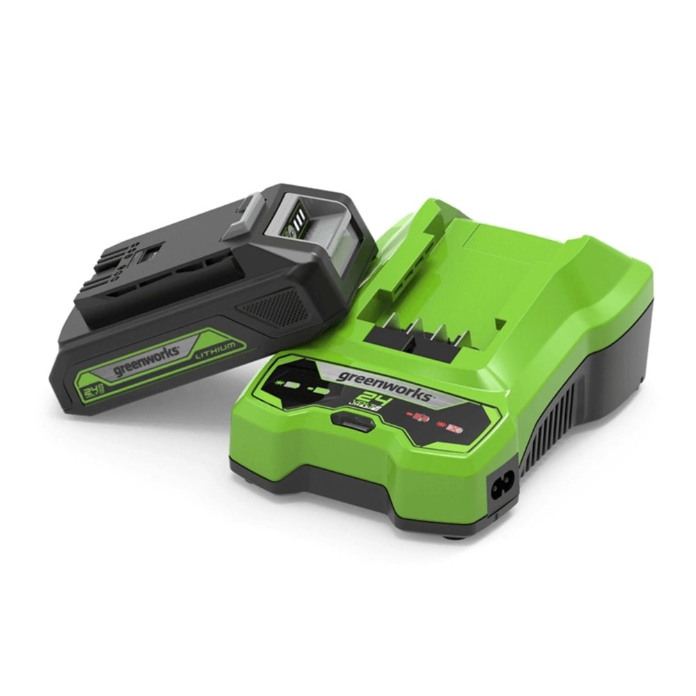 Greenworks GSK24B2 startsæt 24V med 2,0 Ah batteri og universal lader
