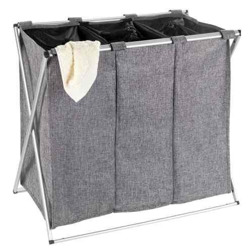 Wenko Trio vasketøjskurv i mørkegrå og alu