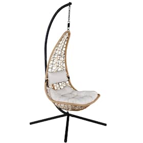 Venture Design Edingburgh hængestol i sort/natur med hvid hynde