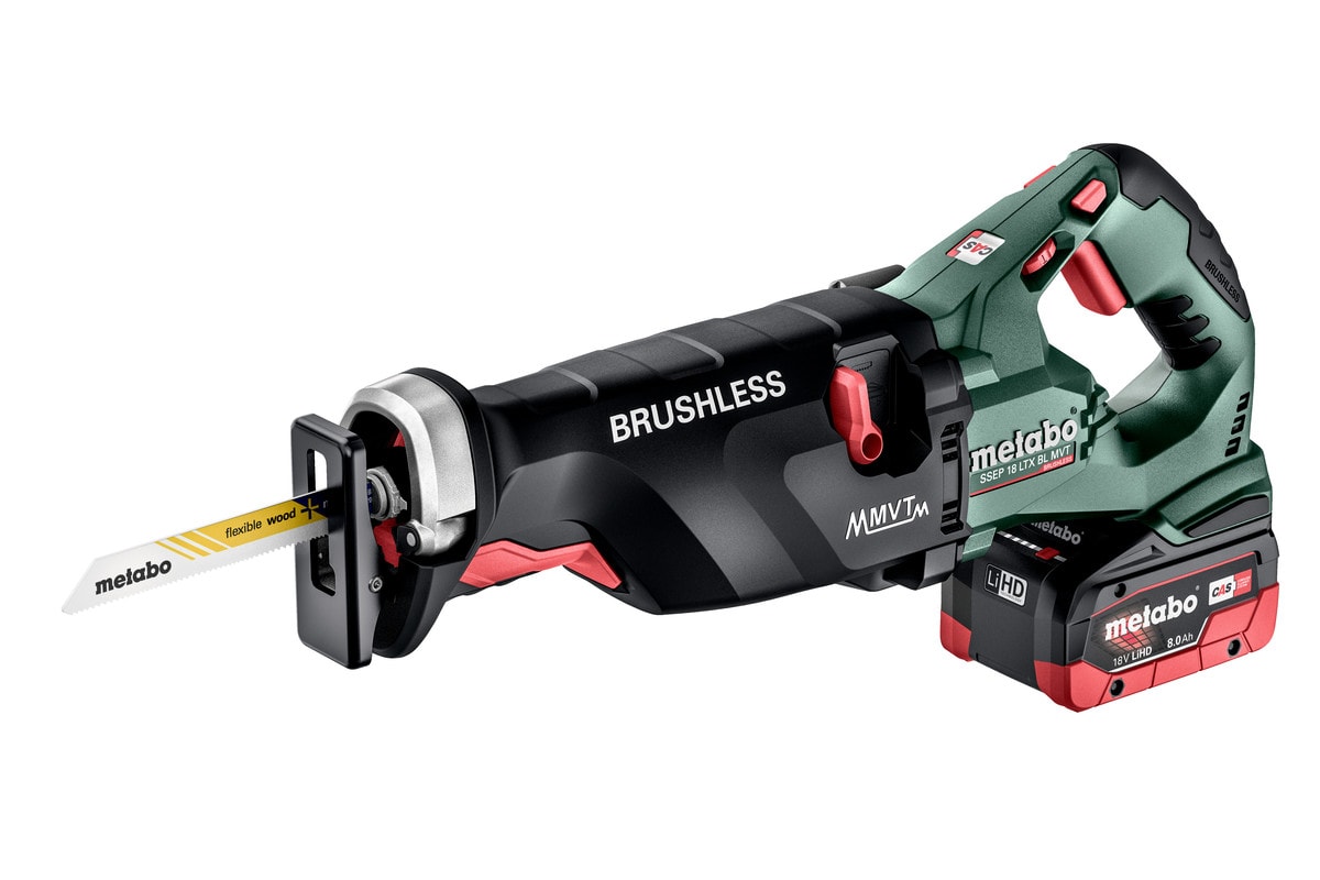 Metabo tigersav SSEP 18 LTX BL MVT med 2x8Ah batterier og lader