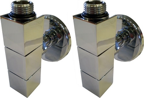 Kriss 4K2 ventilsæt i børstet stål.vinkelløbende, komplet.