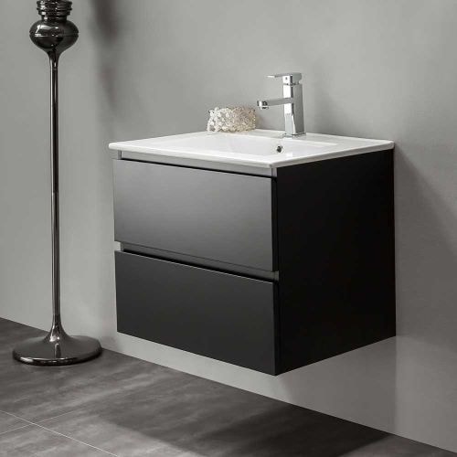 Bathlife Eufori 1200 vaskeskab i sort med porcelænsvask