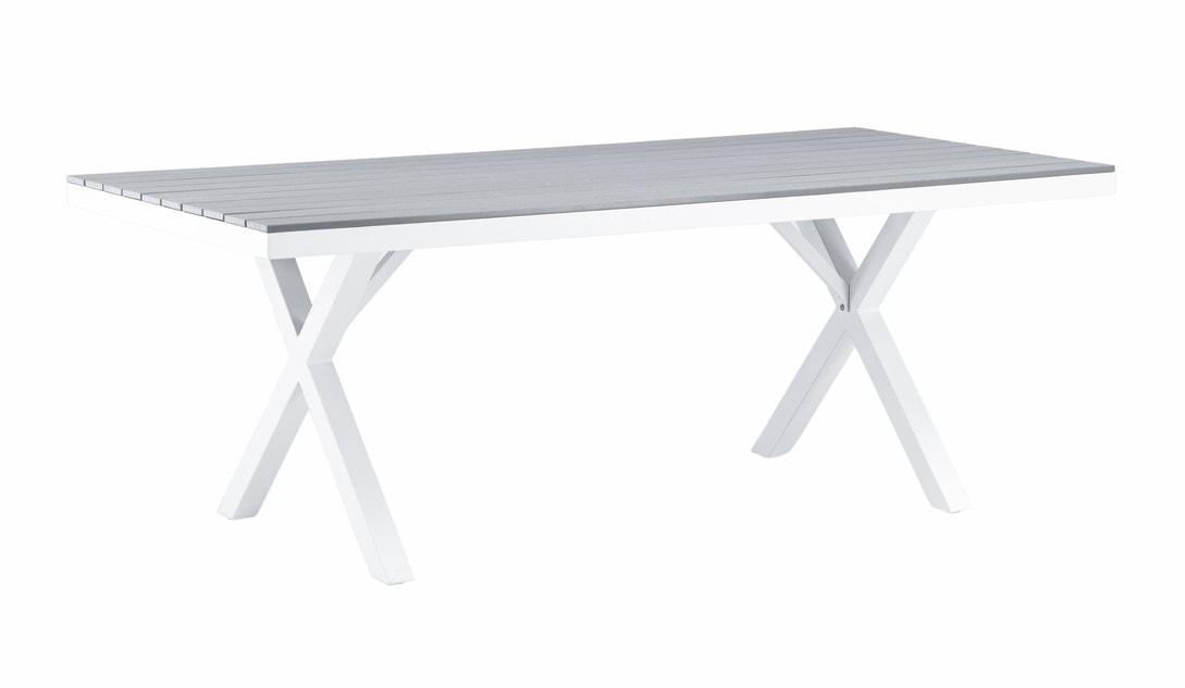 Venture Design Garcia havebord i hvid alu/grå aintwood 100 x 200 x H74 cm