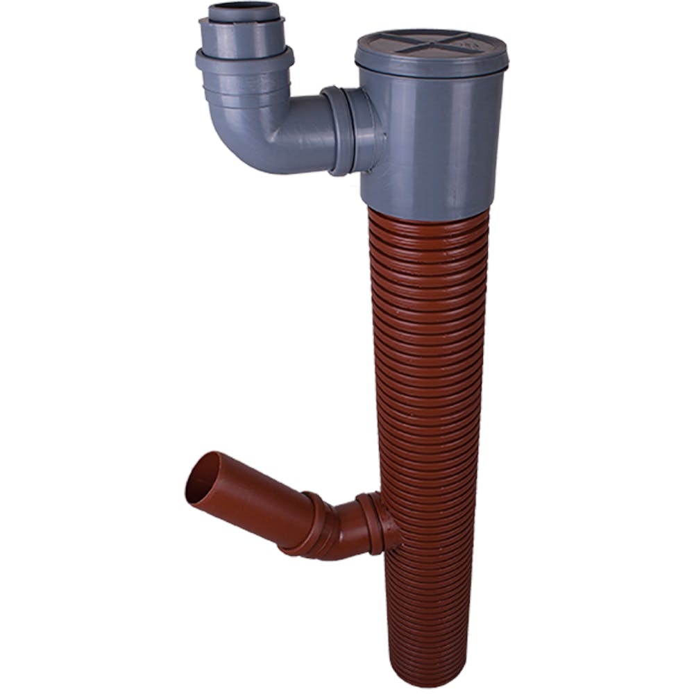 Pipelife 200/110 mm PP tagbrønd med bøjning inkl. plastlåg