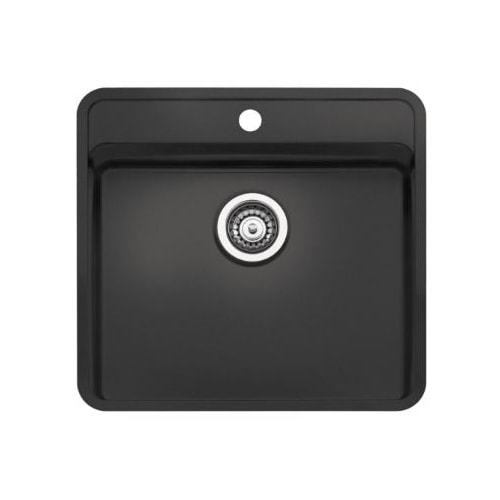 Lavabo Ohio Jet Black Tapwing køkkenvask i coated stål sort ventil 50 x 40 cm