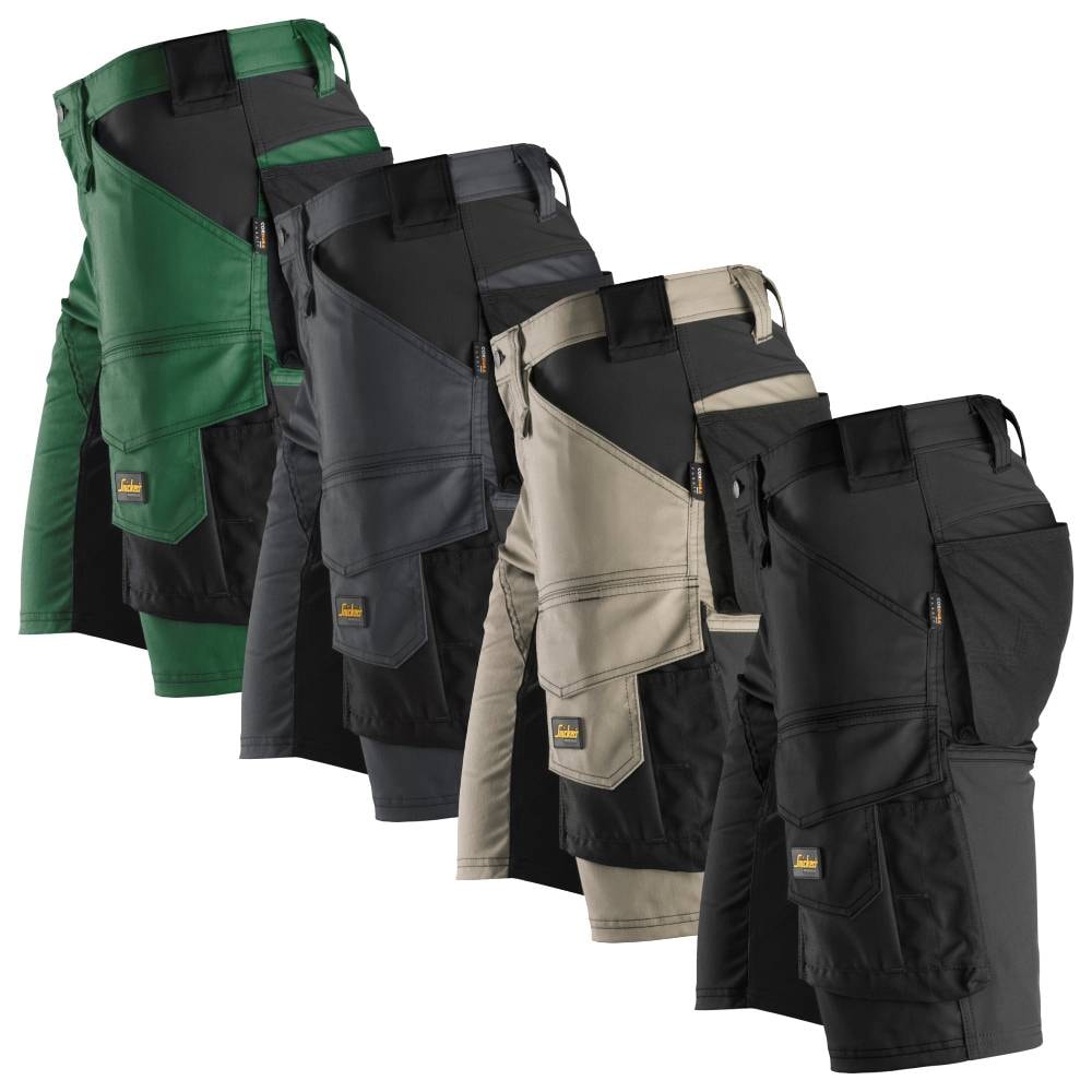 Snickers 6143 AllroundWork stretch shorts skovgrøn/sort str. 64