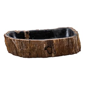 GemLook GL354 håndlavet håndvask i brun og sort forstenet træ oval 52 x 38 cm