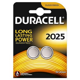 Duracell electronics batterier knapcelle CR2025.Pakke med 2 stk.