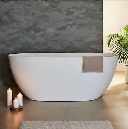 Bathlife Vila 1600 badekar i hvid støbemarmor