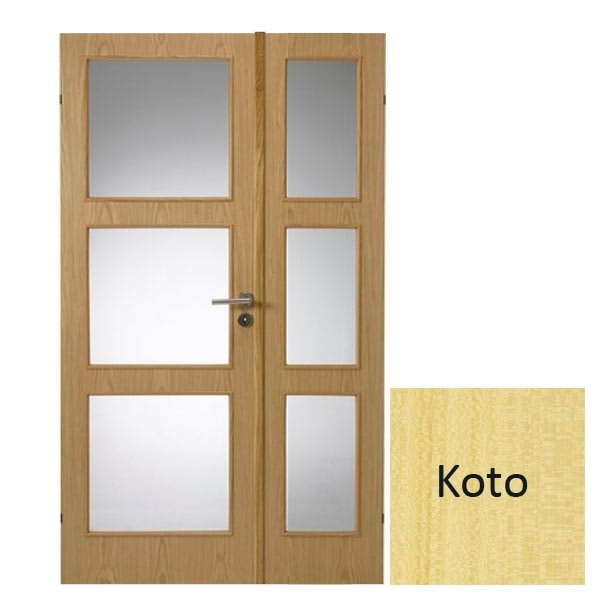 Swedoor Easy Nature GW3+GW3 40 mm koto dør m. glas 62,5+39,8x194 cm (11x20)