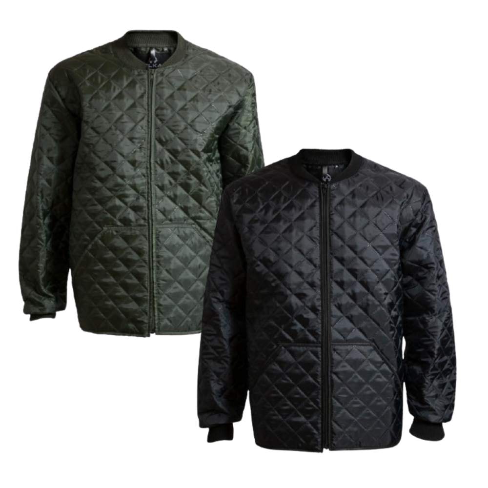 Fel dublet Elka termojakke med bagklap olivengrøn str. M