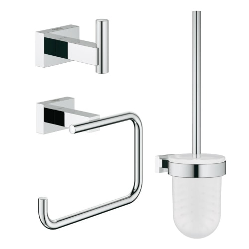 Grohe Essentials Cube 3-i-1 tilbehørssæt med papirholder, krog og toiletbørste