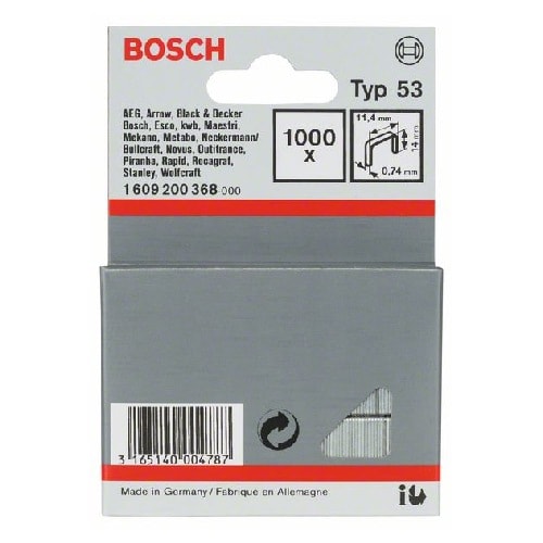 Bosch hæfteklammer type 53 11,4 x 0,74 x 14 mm 1000 stk