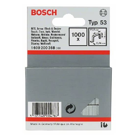 Bosch hæfteklammer type 53 11,4 x 0,74 x 14 mm 1000 stk