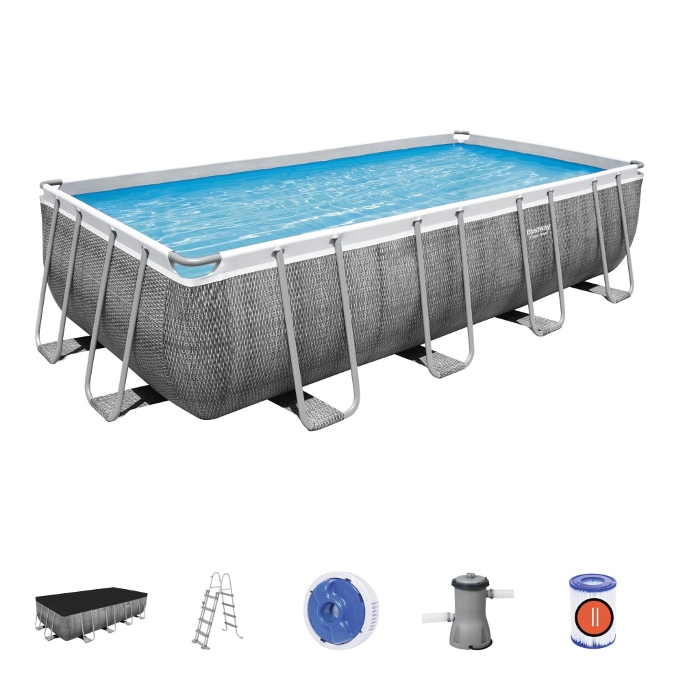 Bestway Power Steel pool i grå rektangulær 488 x 244 x 122 cm