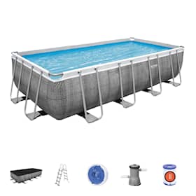 Bestway Power Steel pool i grå rektangulær 488 x 244 x 122 cm