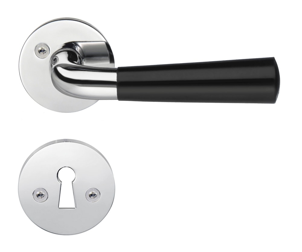 Beslagsboden B875 Design indendørsgreb poleret krom/sort bakelit 117 mm