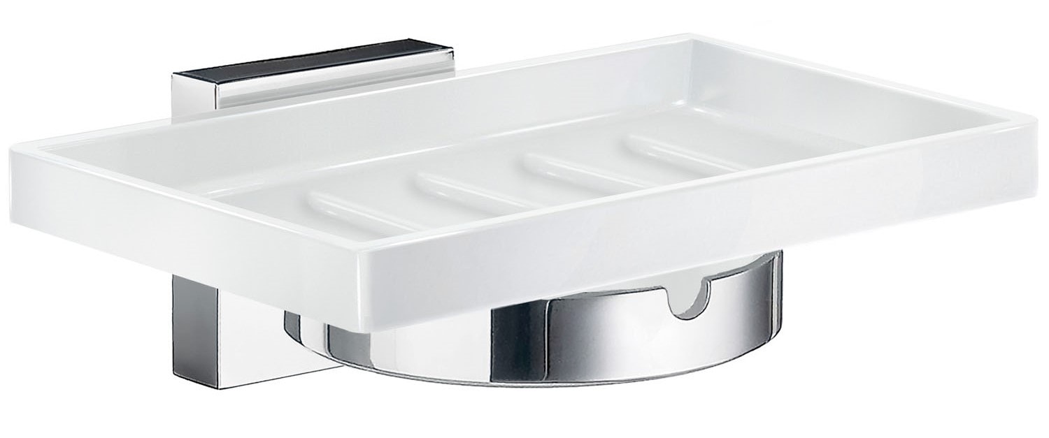 Smedbo House sæbeskål i poleret krom/porcelæn, vægmonteret