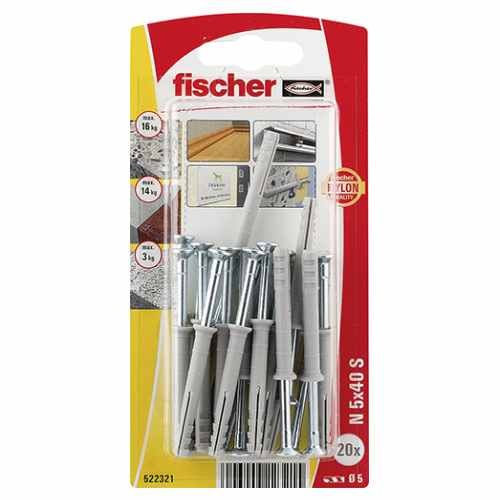 Fischer N 6x80 sømdybel med undersænket krave elforzinket 12 stk.
