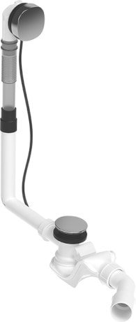 Duravit Quadroval af- og overløbssæt i krom, afløb i siden L530 mm