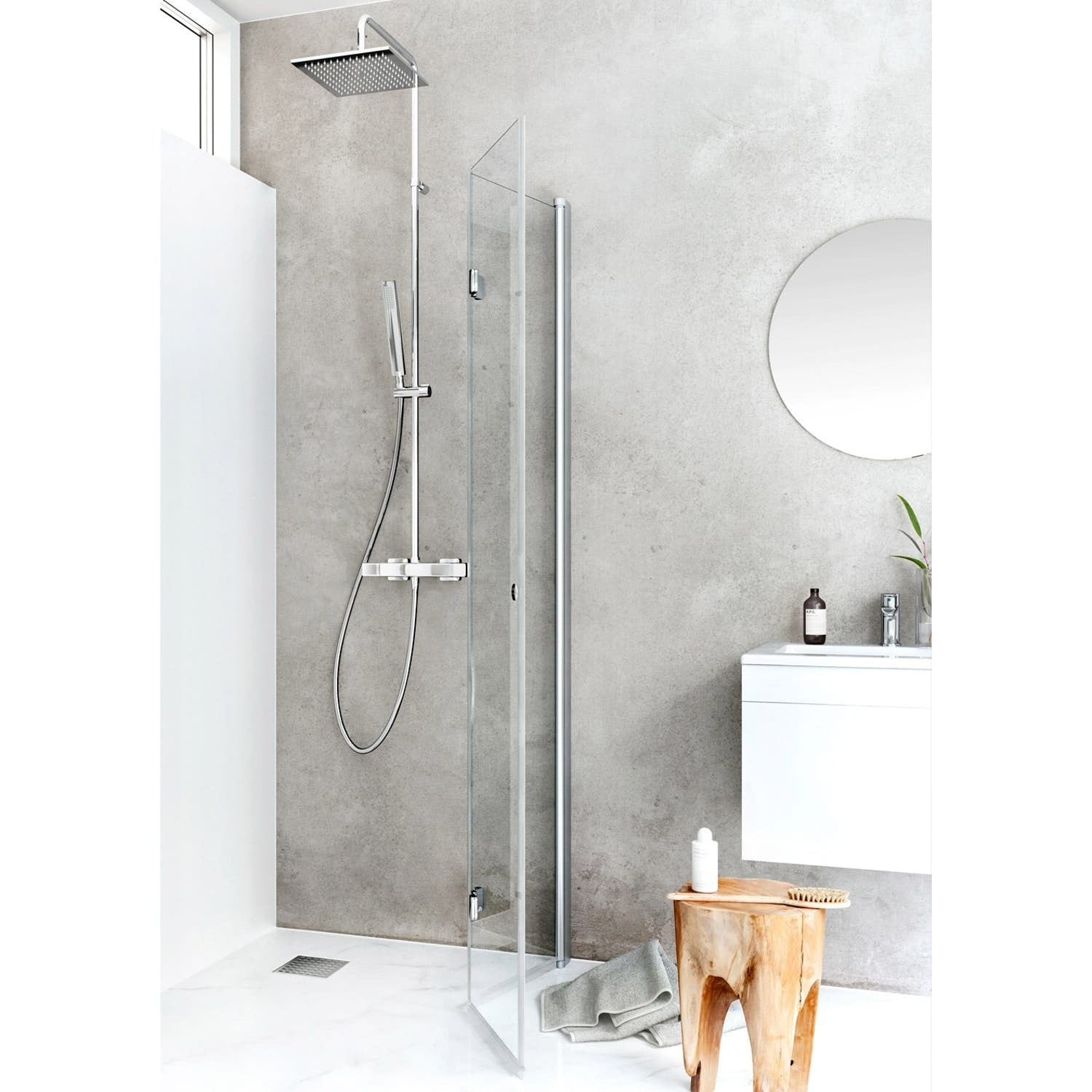 Hafa Igloo Pro Fold brusedør i klart glas/alu 90 x 200 cm