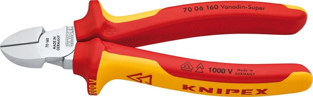 Knipex VDE 1000V skævbider, forkromet 160 mm