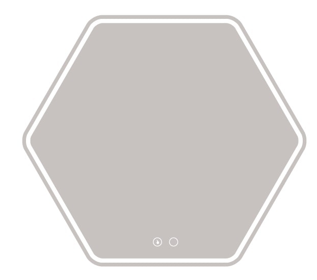 Allibert Zack spejl med antidug, touch og LED lys sekskantet 79 x 70 cm