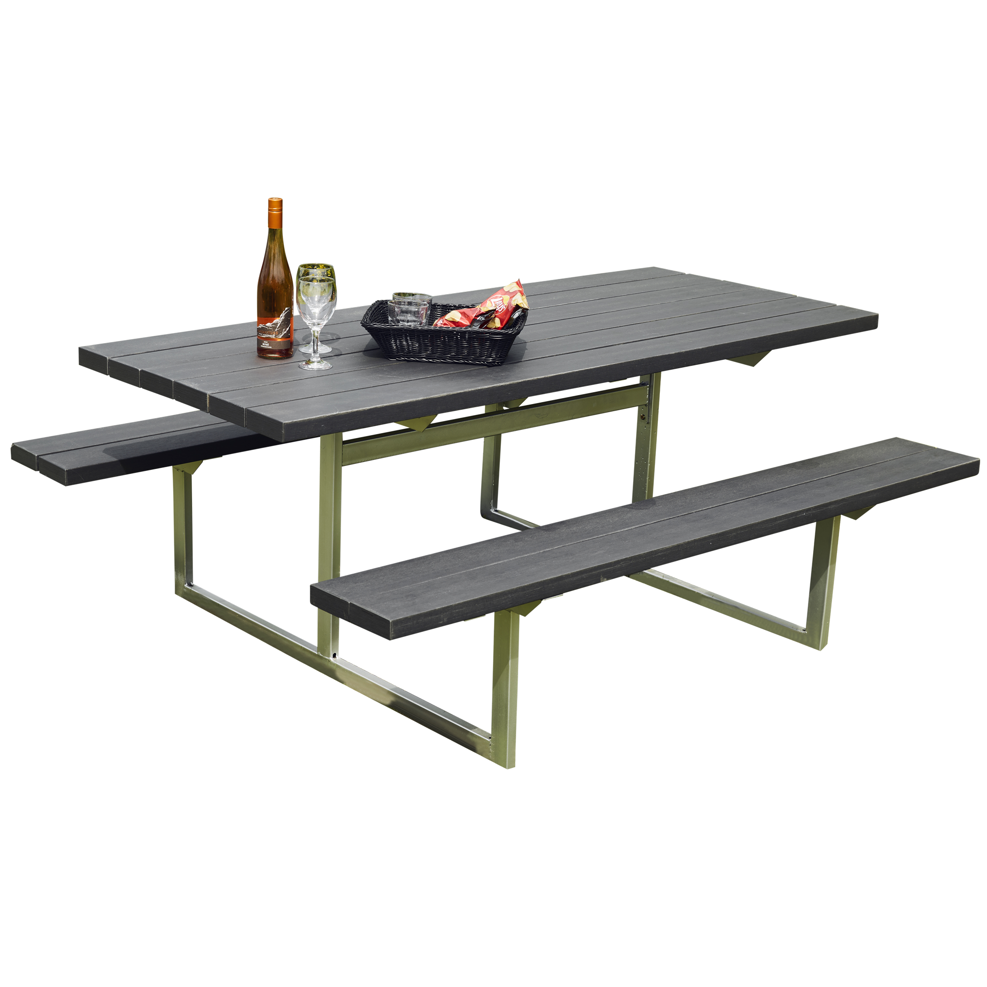 Hortus Hel bord-/bænkesæt nonwood antracit/galv. stel