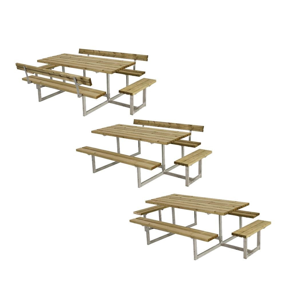 Plus Basic bord/bænkesæt trykimprægneret 2 påbygninger 260 x 160 x 73/45 cm