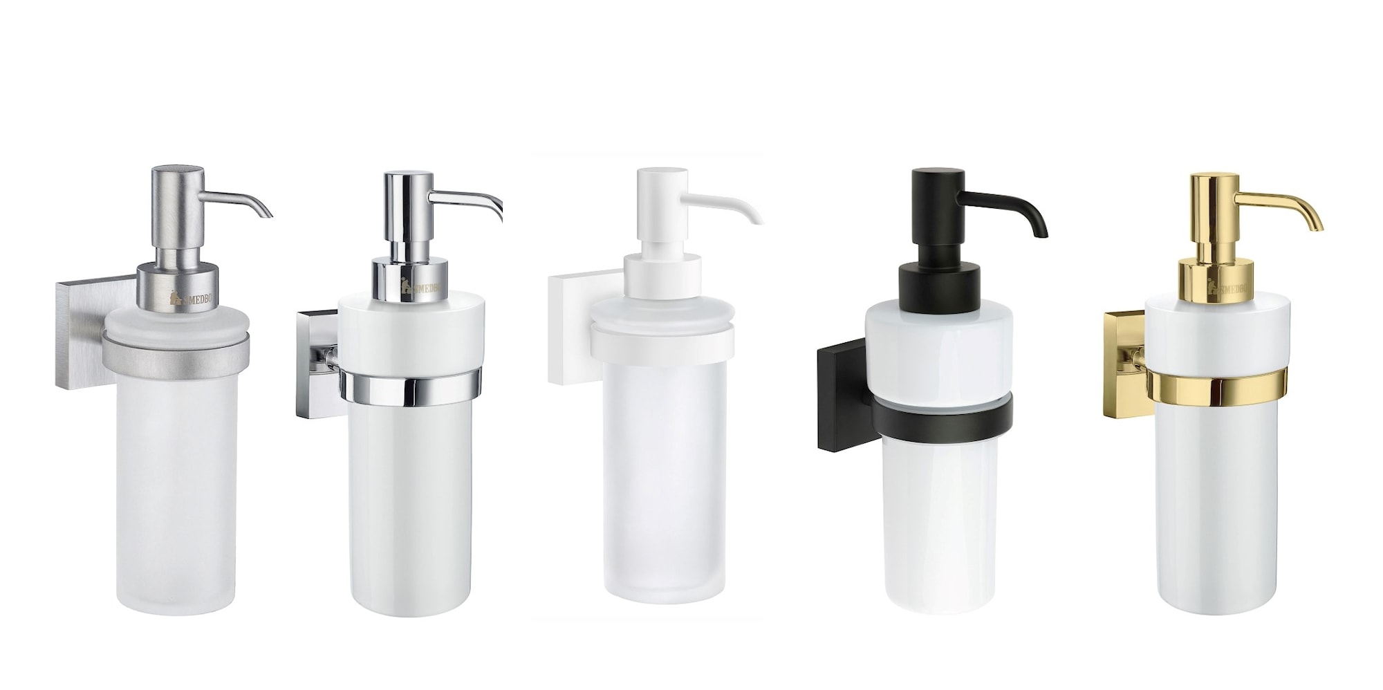 Smedbo House sæbedispenser mat glas/børstet krom til vægmontering 200 ml