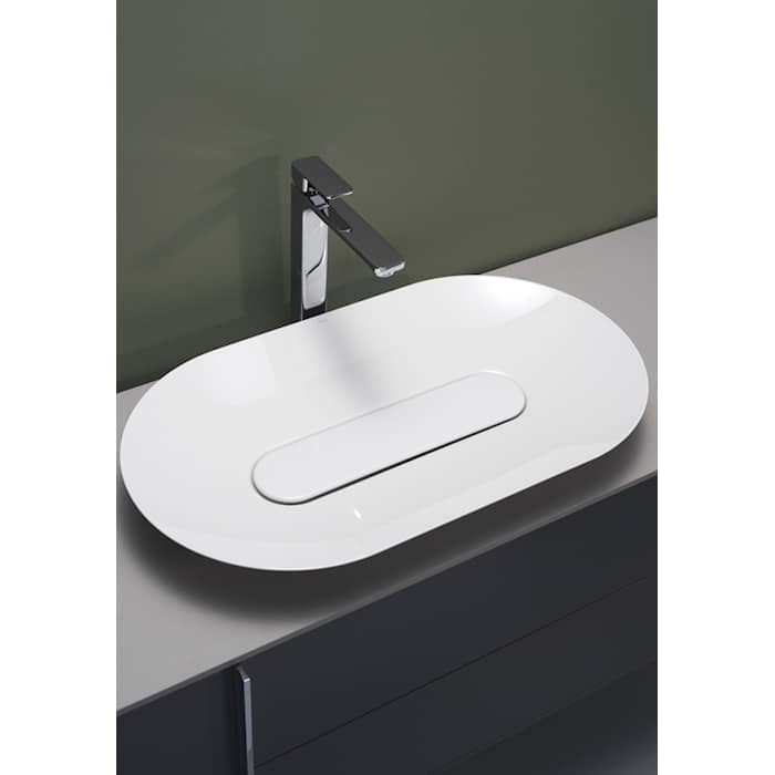 Hafa Edge Oval bowle oval håndvask i glaseret stål 70 x 40 cm