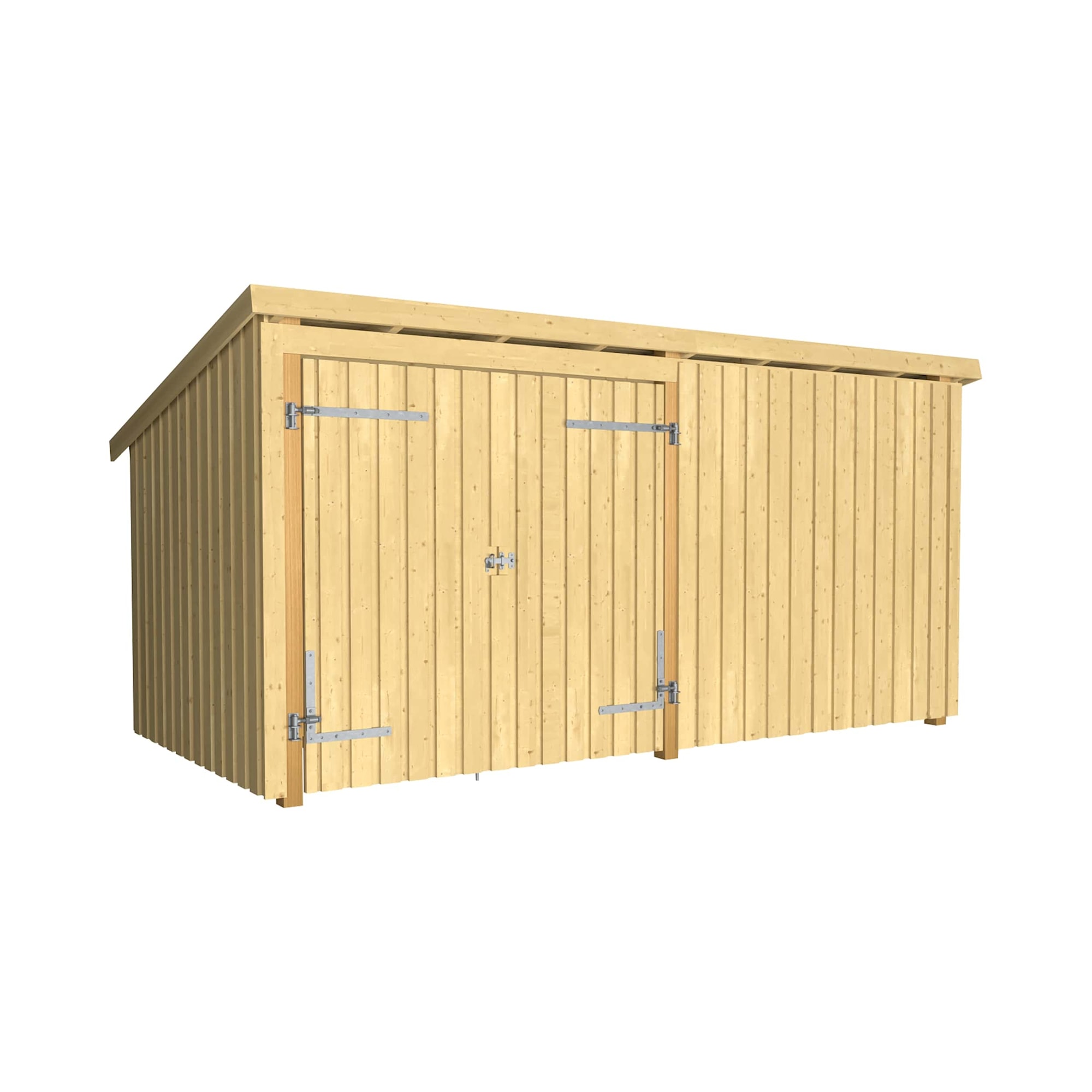 Plus Nordic Multi havehus 2 moduler ubehandlet lukket front med dobbeltdør inkl. tagpap/alulister 9,5 m2