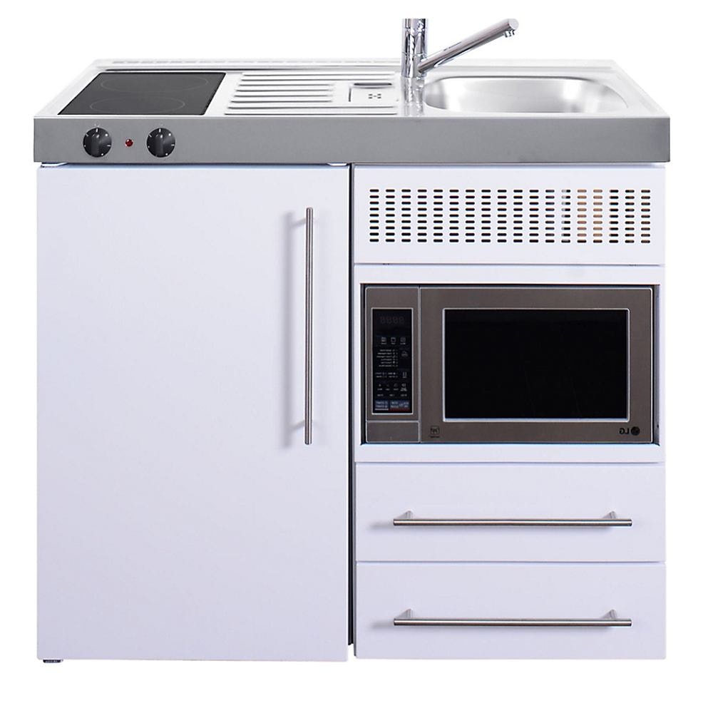 Juvel Premiumline minikøkken stål med kølefrys keramisk kog micro vask th. 100 cm