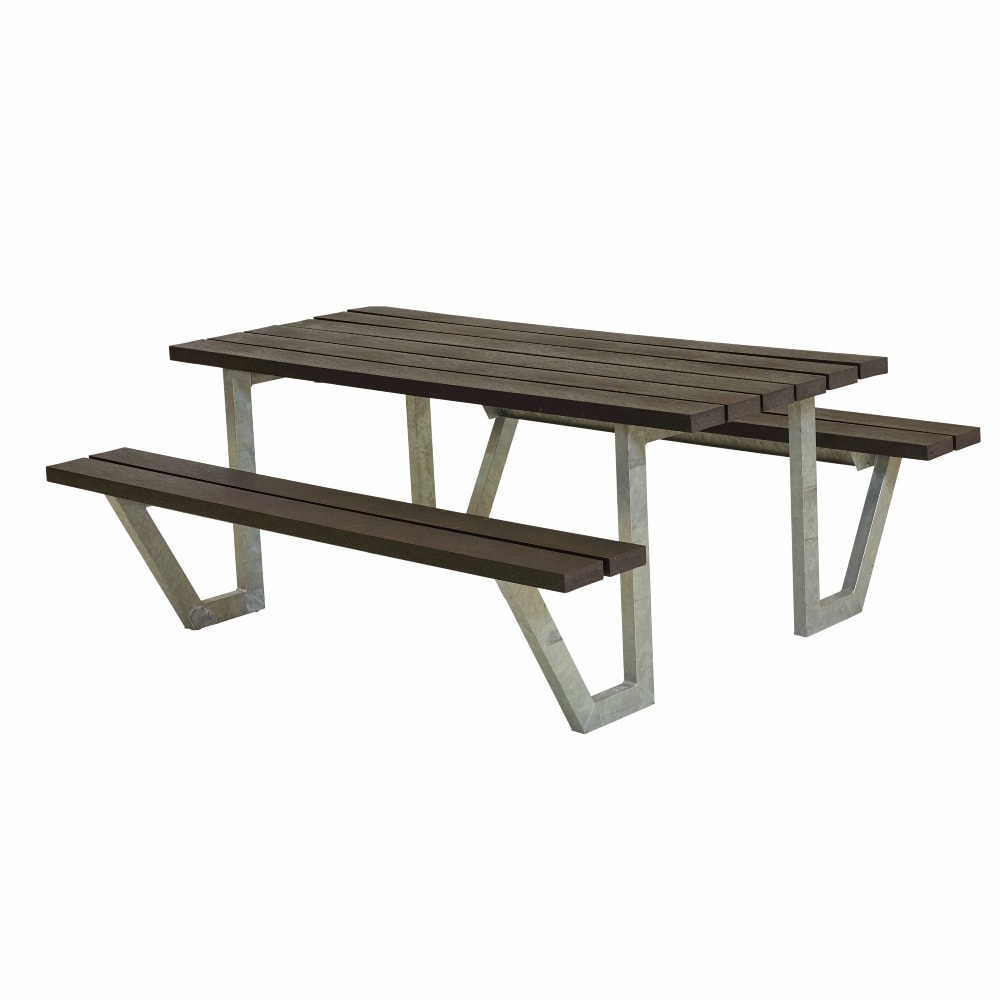 Plus Wega bord/bænkesæt i sort RePlast 2 ryglæn 177 cm