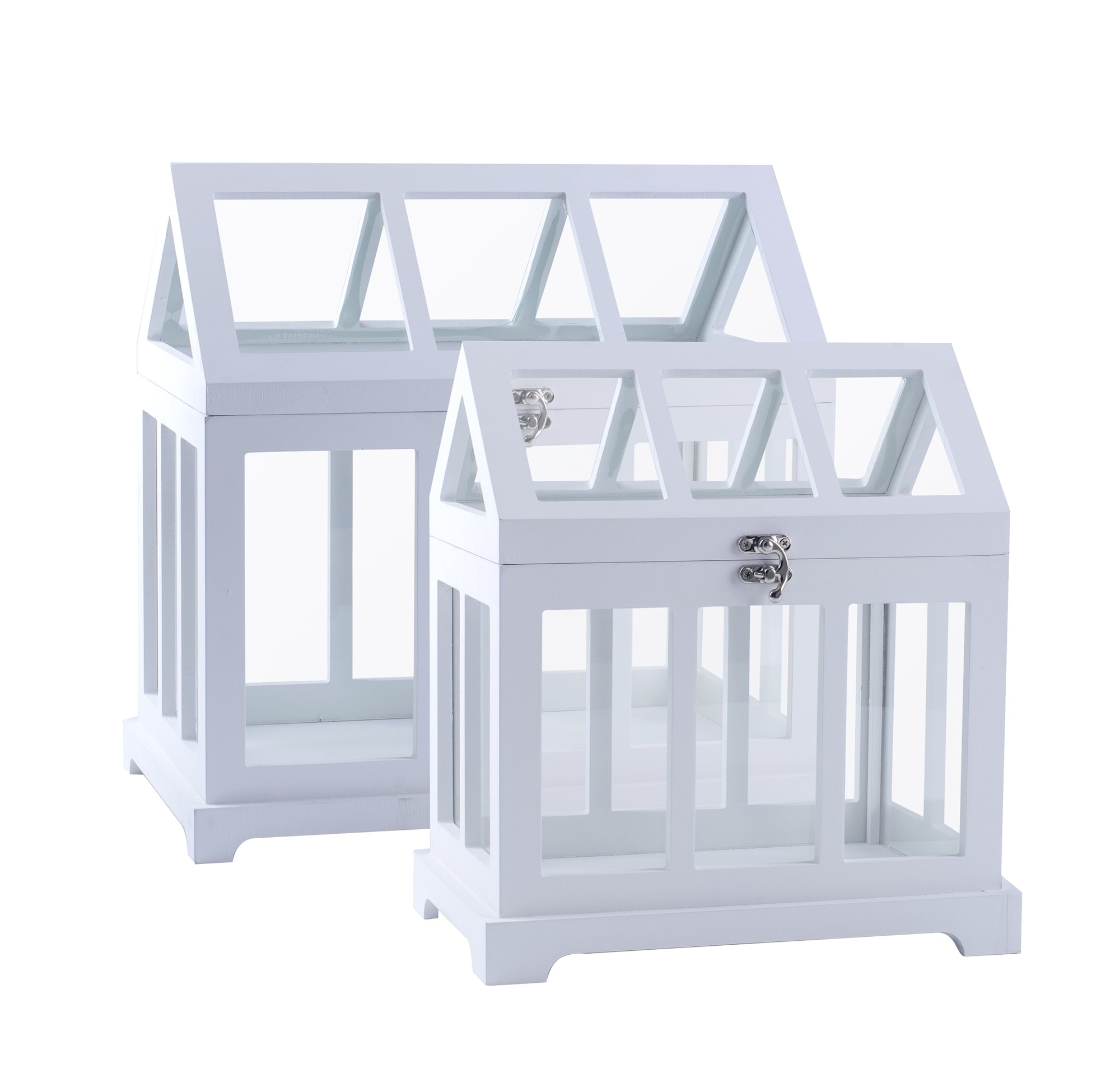 Mini drivhuse i hvid 2 stk.