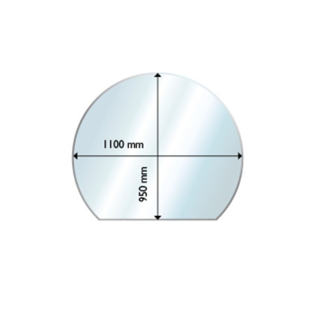 Aduro rund gulvplade med bagkant 6 mm glas 1100 x 950 mm