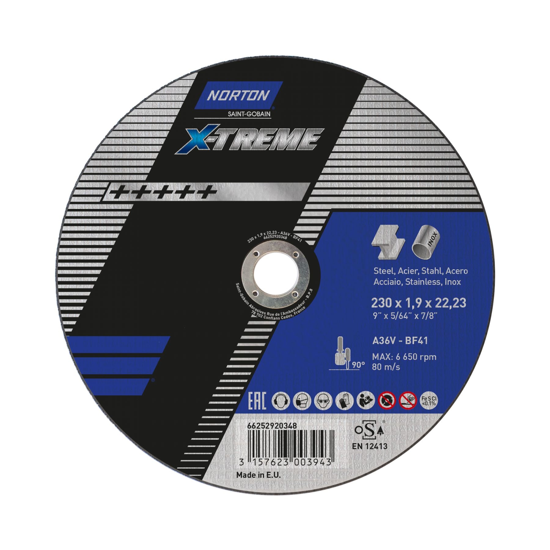 Norton Kapskive/Skæreskive Metal X-Treme 125x1,3x22,23